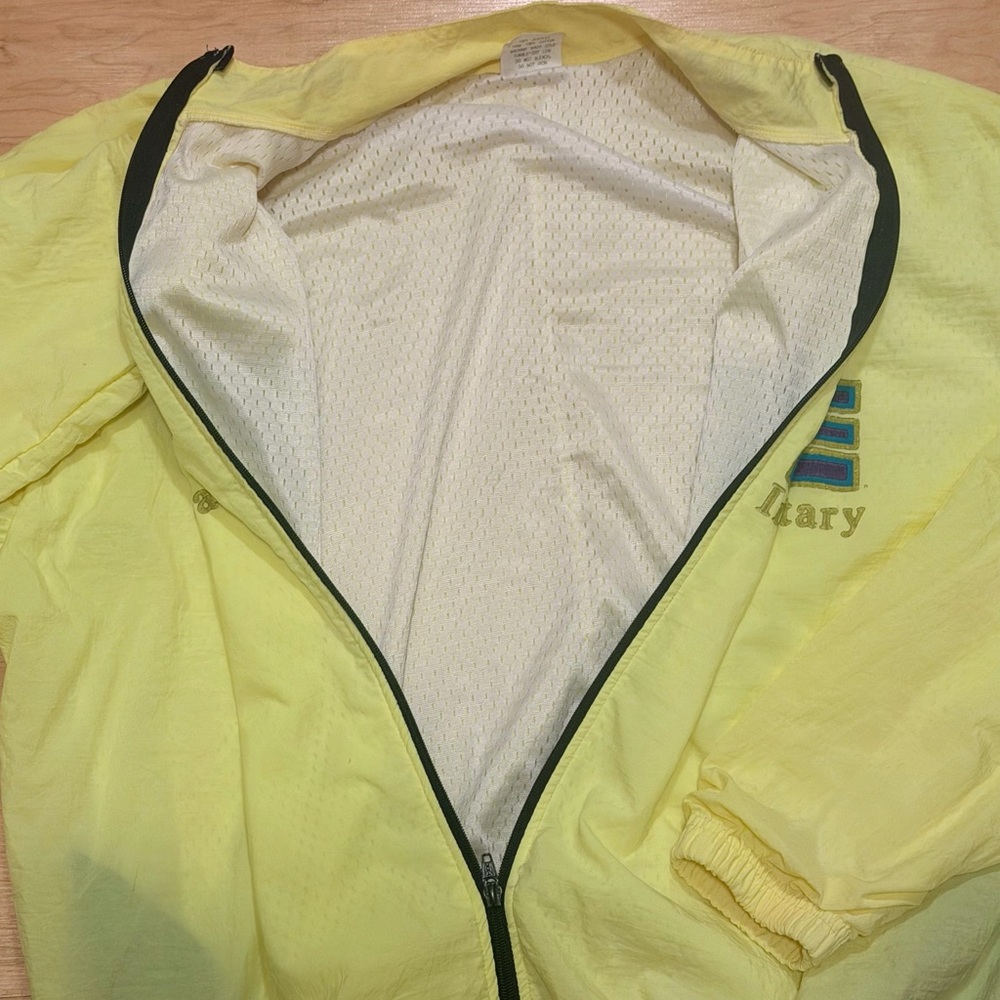 Vintage 80s 90s Surf Style Neon Yellow Pull Over Windbreaker Jacket One Size - Picture 3 of 4